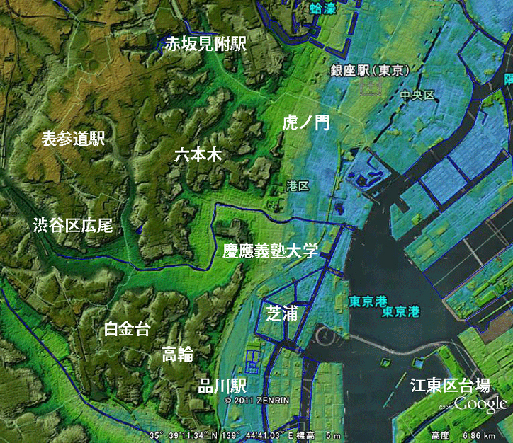 港区の地形図