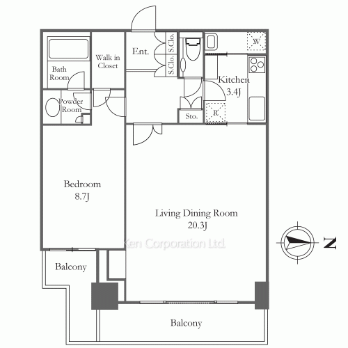 河田町ガーデン クラブフロアの写真 間取り