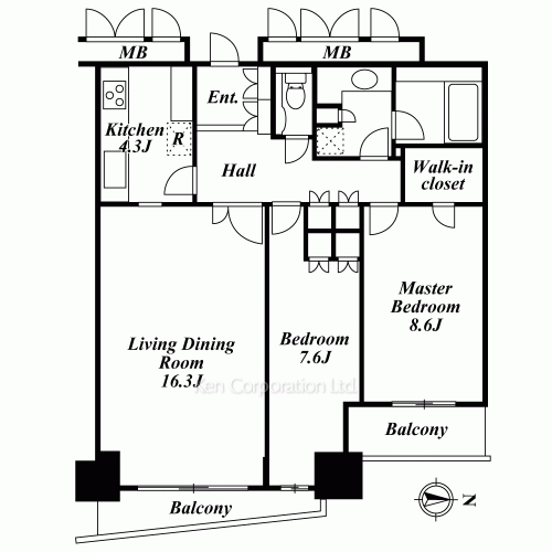 河田町ガーデン クラブフロアの写真 間取り
