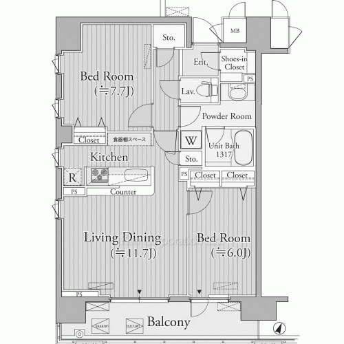 PRIME URBAN 東中野 COURTの写真 間取り
