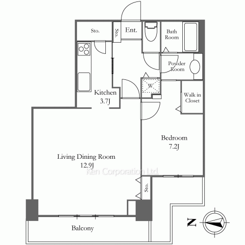 河田町ガーデン 1号棟の写真 間取り