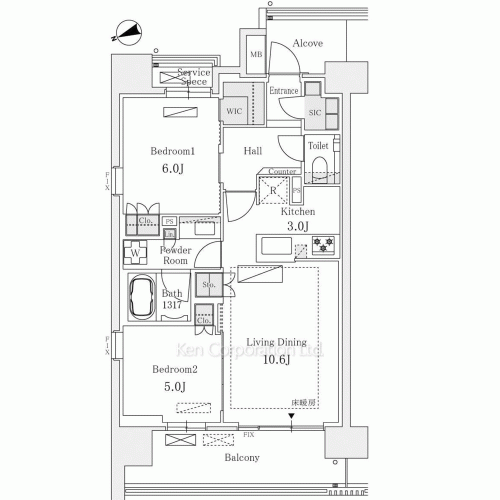 ジオ四谷荒木町の写真 間取り