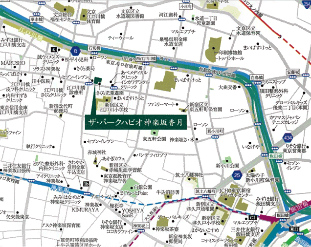 ザ・パークハビオ神楽坂香月 現地案内図